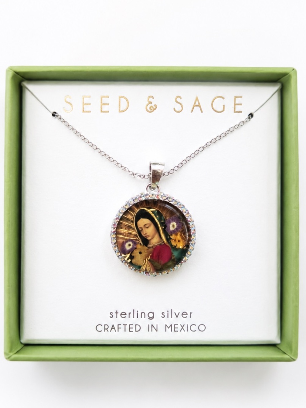 Seed & Sage Sterling Silver Our Lady of Guadalupe Necklace Crafted In Mexico
